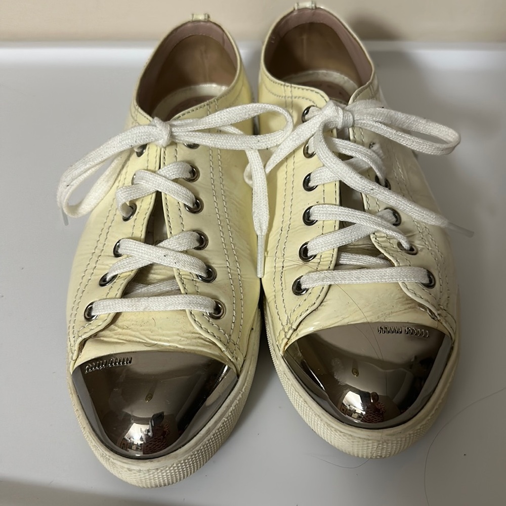 Miu Miu Leather Cap Toe Sneaker